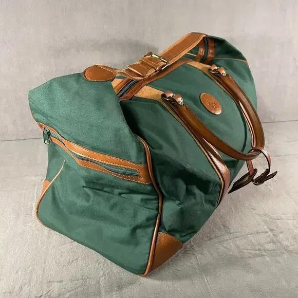 Vintage Ralph Lauren Polo Green Canvas Large Duffle Bag Weekend Travel Carry On - Picture 5 of 12